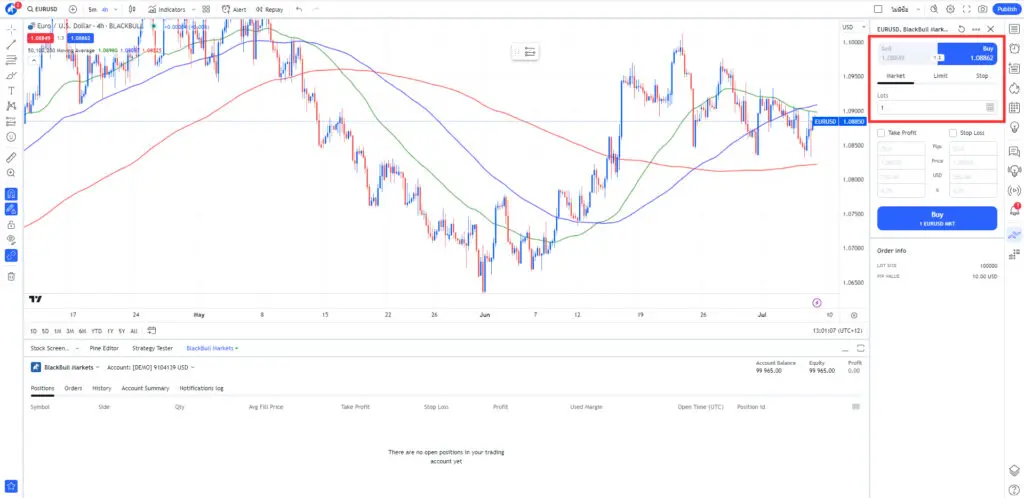 Comment définir un Stop Loss et un Take Profit dans TradingView ?