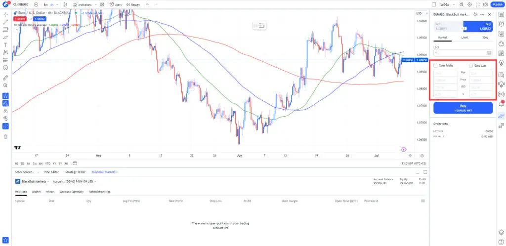 How to set a Stop Loss and Take Profit in TradingView?