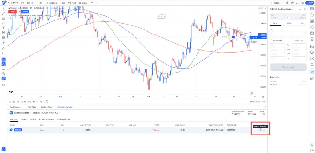 Comment définir un Stop Loss et un Take Profit dans TradingView ?